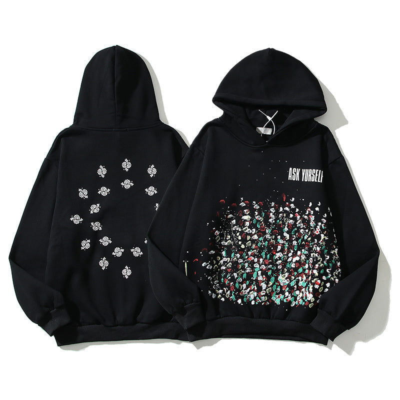 Askyurself Hoodie Fireworks Letter Cashew Hoodie Coat