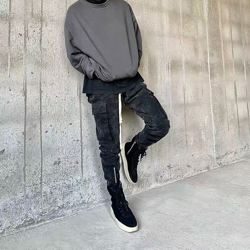 Askyurself Pant Zipper Pocket Loose Trendy Casual Pants