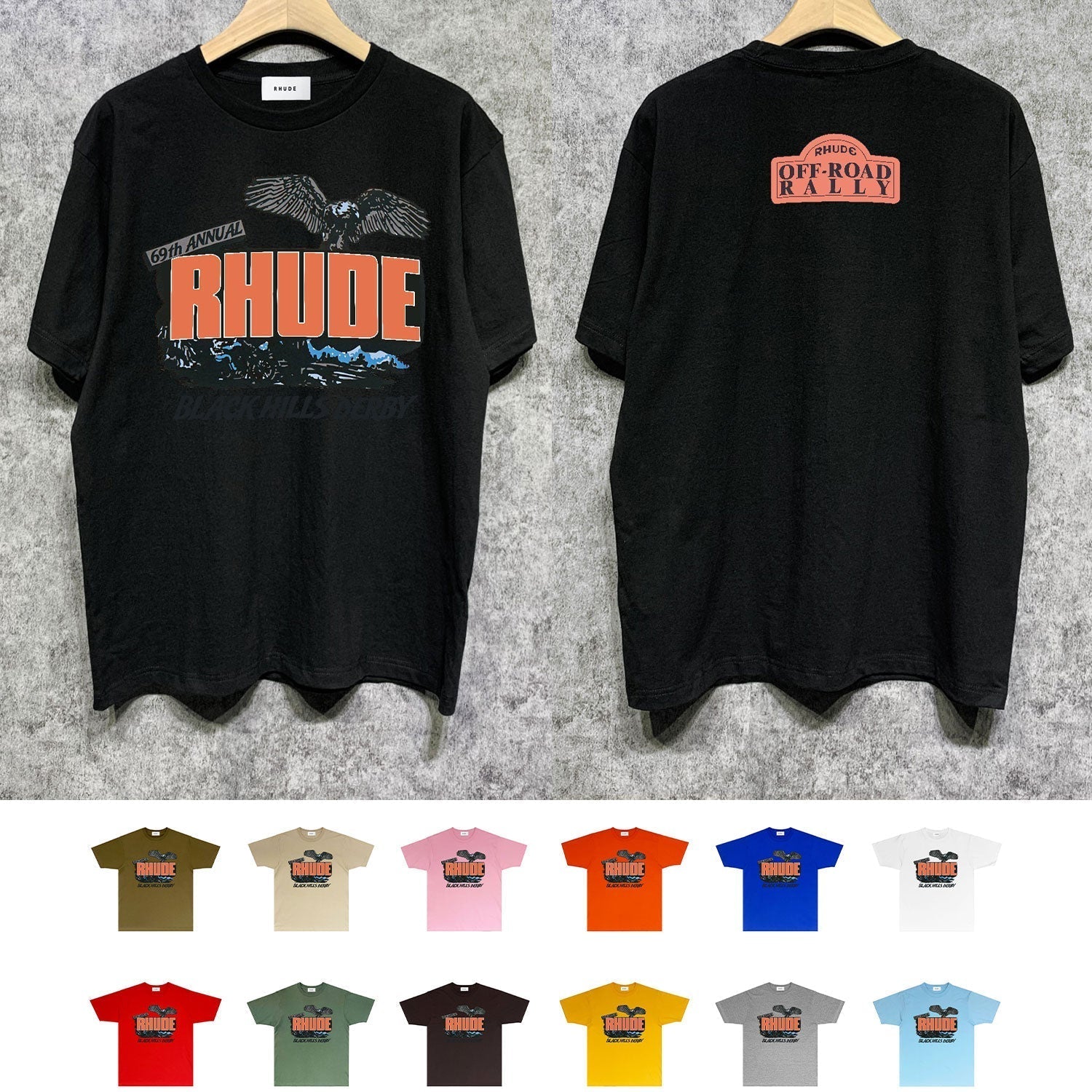 Rhude T-shirts Printed Trendy Pure Cotton